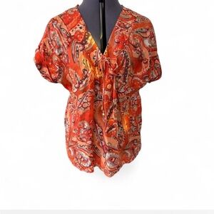 Michael Kors Orange Paisley Blouse